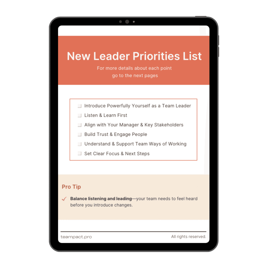 New Leader Priorities List Free